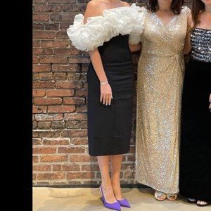 & Other Stories Pencil Dress with White Tulle detail